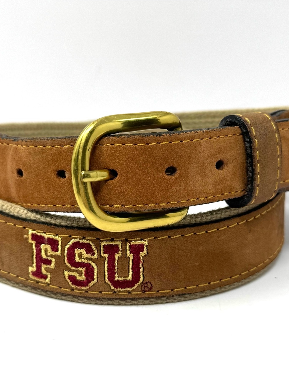 ZEP PRO FSU Florida State University Leather Canvas Belt Brass Buckle